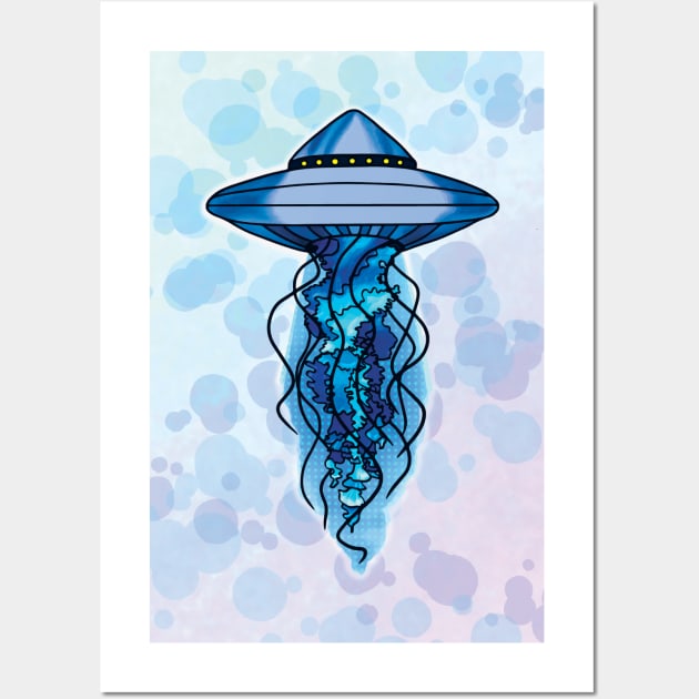 Deep Sea UFO Jellyfish Wall Art by Ciara Shortall Art